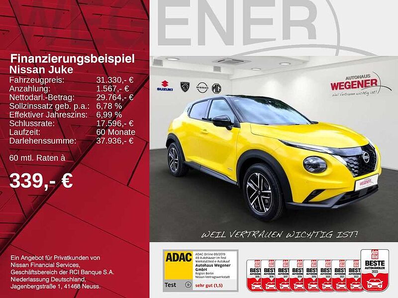 Nissan Juke 1.6 HYBRID 143 PS 4AMT N-CONNECTA  Lenkrad-/ Sitzheizung vorn Moderne Fahrsicher