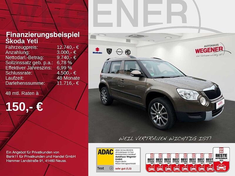 SKODA Yeti FAMILY+AUTOMATIK+KLIMA+BLUETOOTH+RADIO+SHZ