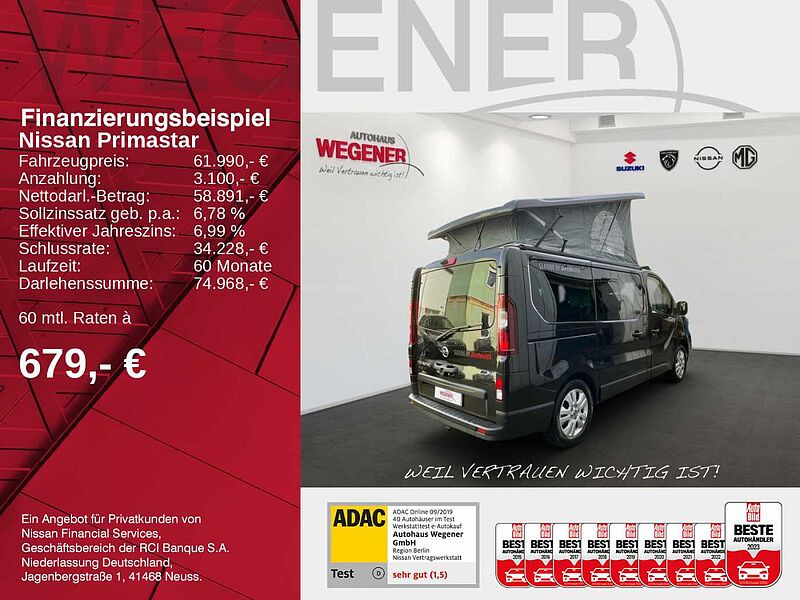 Nissan Primastar Camper Dethleff?s  Seaside - Aufstelldach - Küche - Heizung - Mobile Office